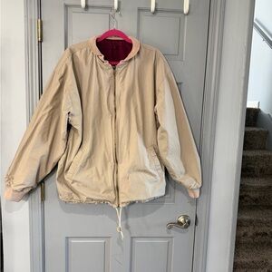 Vintage Reversible Windbreaker Jacket Tan Nylon Gorpcore 90’s Y2K Mallcore